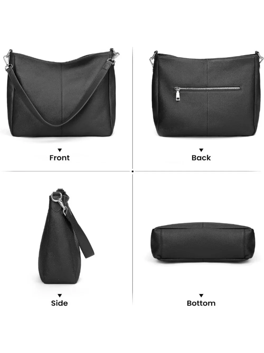 Soft Genuine Leather Hobo Bag for Women | Slouchy Crossbody Purse with Multi